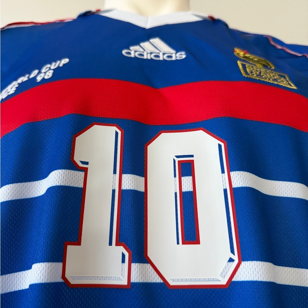 Zinedin Zidane France World Cup 98 Final Retro New Men's Blue Home Soccer Jersey - Picture 3 of 9